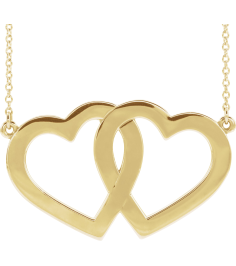 86326 Necklace 14K Yellow No Stones 18 In Polished Engravable Double Heart Necklace