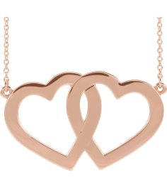 86326 Necklace 14K Rose No Stones 18 In Polished Engravable Double Heart Necklace
