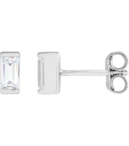 2000410 14K White Set Straight Baguette Lab-Grown Diamond Pair 5 X 2.5Mm 38 Ctw Vs, G-H Friction Friction Backs Included Polished 38 Ctw Lab-Grown Diamond Earrings