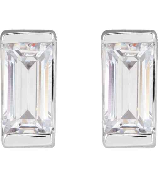 2000410 14K White Set Straight Baguette Lab-Grown Diamond Pair 5 X 2.5Mm 38 Ctw Vs, G-H Friction Friction Backs Included Polished 38 Ctw Lab-Grown Diamond Earrings