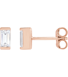 2000410 14K Rose Set Straight Baguette Lab-Grown Diamond Pair 5 X 2.5Mm 38 Ctw Vs, G-H Friction Friction Backs Included Polished 38 Ctw Lab-Grown Diamond Earrings