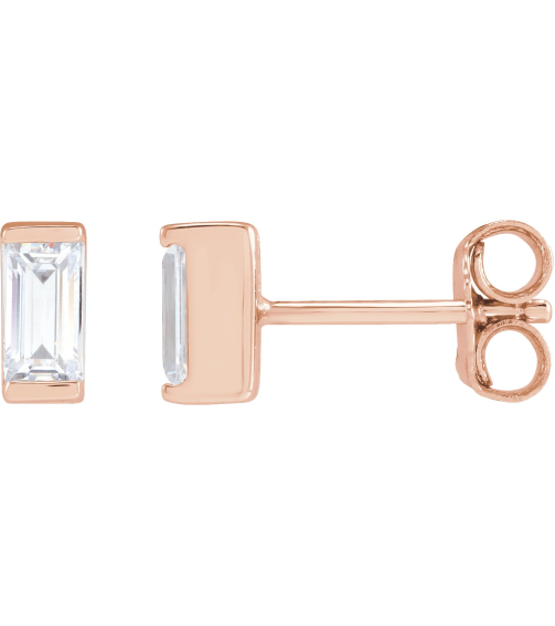 2000410 14K Rose Set Straight Baguette Lab-Grown Diamond Pair 5 X 2.5Mm 38 Ctw Vs, G-H Friction Friction Backs Included Polished 38 Ctw Lab-Grown Diamond Earrings
