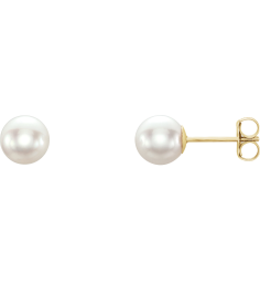 61103 Earring Set Cultured White Akoya Pearl Pearl 6 Mm 14K Yellow Pair Friction Backs Included Polished Cultured Akoya Pearl Earrings