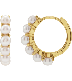 688758 Earring Set 14K Yellow 15.5 Mm 3.3 Mm Cultured White Freshwater Pearl Pearl 3.5 Mm Pair Friction Backs Included Polished Cultured White Freshwater Pearl Hoop Earrings
