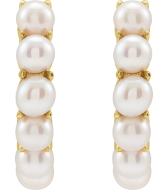 688758 Earring Set 14K Yellow 15.5 Mm 3.3 Mm Cultured White Freshwater Pearl Pearl 3.5 Mm Pair Friction Backs Included Polished Cultured White Freshwater Pearl Hoop Earrings