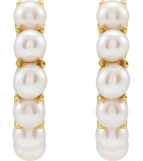 688758 Earring Set 14K Yellow 15.5 Mm 3.3 Mm Cultured White Freshwater Pearl Pearl 3.5 Mm Pair Friction Backs Included Polished Cultured White Freshwater Pearl Hoop Earrings