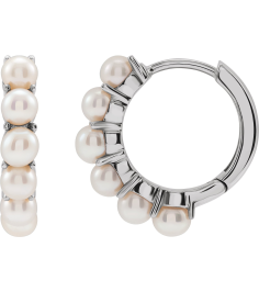 688758 Earring Set 14K White 15.5 Mm 3.3 Mm Cultured White Freshwater Pearl Pearl 3.5 Mm Pair Friction Backs Included Polished Cultured White Freshwater Pearl Hoop Earrings