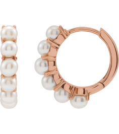 688758 Earring Set 14K Rose 15.5 Mm 3.3 Mm Cultured White Freshwater Pearl Pearl 3.5 Mm Pair Friction Backs Included Polished Cultured White Freshwater Pearl Hoop Earrings