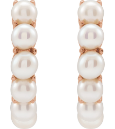 688758 Earring Set 14K Rose 15.5 Mm 3.3 Mm Cultured White Freshwater Pearl Pearl 3.5 Mm Pair Friction Backs Included Polished Cultured White Freshwater Pearl Hoop Earrings