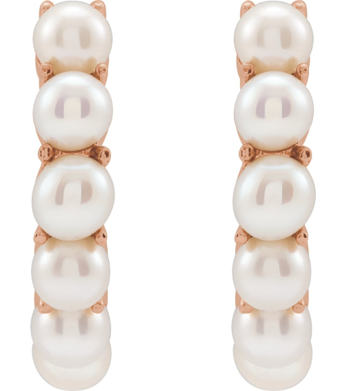 688758 Earring Set 14K Rose 15.5 Mm 3.3 Mm Cultured White Freshwater Pearl Pearl 3.5 Mm Pair Friction Backs Included Polished Cultured White Freshwater Pearl Hoop Earrings