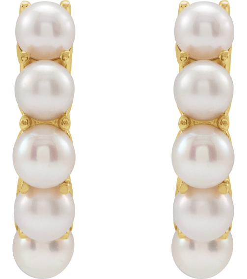 688758 Earring Set 14K Yellow 13.98 Mm 3.3 Mm Cultured White Freshwater Pearl Pearl 3.5 Mm Pair Friction Backs Included Polished Cultured White Freshwater Pearl Hoop Earrings
