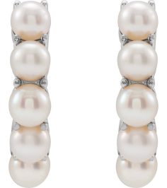 688758 Earring Set 14K White 13.98 Mm 3.3 Mm Cultured White Freshwater Pearl Pearl 3.5 Mm Pair Friction Backs Included Polished Cultured White Freshwater Pearl Hoop Earrings