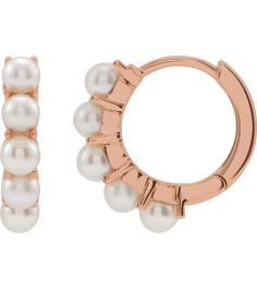 688758 Earring Set 14K Rose 13.98 Mm 3.3 Mm Cultured White Freshwater Pearl Pearl 3.5 Mm Pair Friction Backs Included Polished Cultured White Freshwater Pearl Hoop Earrings