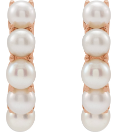 688758 Earring Set 14K Rose 13.98 Mm 3.3 Mm Cultured White Freshwater Pearl Pearl 3.5 Mm Pair Friction Backs Included Polished Cultured White Freshwater Pearl Hoop Earrings