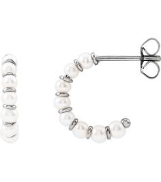 688761 Earring Set 14K White 14.9 Mm 3 Mm Cultured White Freshwater Pearl Pearl 3 Mm Pair Friction Back Included Polished Cultured White Freshwater Pearl Earrings