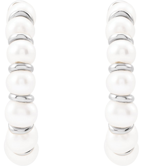688761 Earring Set 14K White 14.9 Mm 3 Mm Cultured White Freshwater Pearl Pearl 3 Mm Pair Friction Back Included Polished Cultured White Freshwater Pearl Earrings