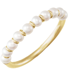 688757 Ring Set 14K Yellow 7 Cultured White Freshwater Pearl Pearl 3 Mm Polished Cultured Freshwater Pearl Ring