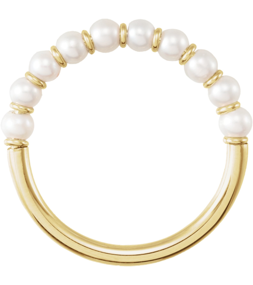 688757 Ring Set 14K Yellow 7 Cultured White Freshwater Pearl Pearl 3 Mm Polished Cultured Freshwater Pearl Ring