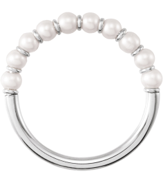 688757 Ring Set 14K White 7 Cultured White Freshwater Pearl Pearl 3 Mm Polished Cultured Freshwater Pearl Ring