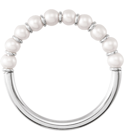 688757 Ring Set 14K White 7 Cultured White Freshwater Pearl Pearl 3 Mm Polished Cultured Freshwater Pearl Ring
