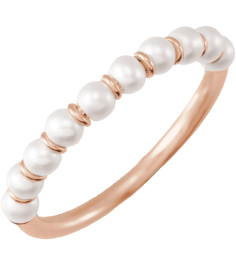 688757 Ring Set 14K Rose 7 Cultured White Freshwater Pearl Pearl 3 Mm Polished Cultured Freshwater Pearl Ring