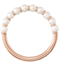 688757 Ring Set 14K Rose 7 Cultured White Freshwater Pearl Pearl 3 Mm Polished Cultured Freshwater Pearl Ring