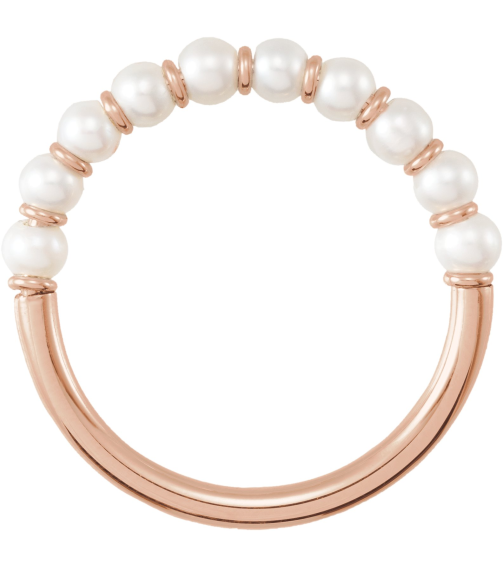 688757 Ring Set 14K Rose 7 Cultured White Freshwater Pearl Pearl 3 Mm Polished Cultured Freshwater Pearl Ring