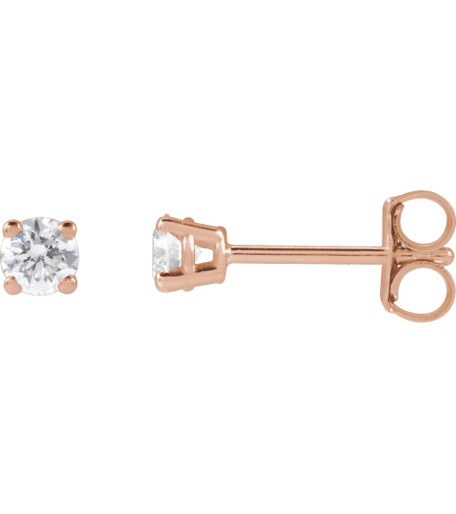 1874 14K Rose Set Round Lab-Grown Diamond Pair 3.3Mm 14 Ctw Vs, F+ Friction Friction Backs Included 4-Prong Polished 14 Ctw Lab-Grown Diamond Stud Earrings