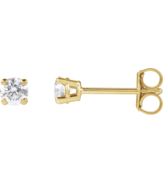 1874 14K Yellow Set Round Lab-Grown Diamond Pair 3.3Mm 14 Ctw Si1-Si2, G-H Friction Friction Backs Included 4-Prong Polished 14 Ctw Lab-Grown Diamond Stud Earrings