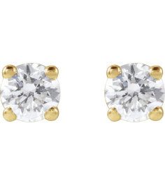 1874 14K Yellow Set Round Lab-Grown Diamond Pair 3.3Mm 14 Ctw Si1-Si2, G-H Friction Friction Backs Included 4-Prong Polished 14 Ctw Lab-Grown Diamond Stud Earrings
