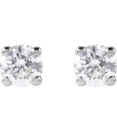 1874 14K White Set Round Lab-Grown Diamond Pair 3.3Mm 14 Ctw Si1-Si2, G-H Friction Friction Backs Included 4-Prong Polished 14 Ctw Lab-Grown Diamond Stud Earrings