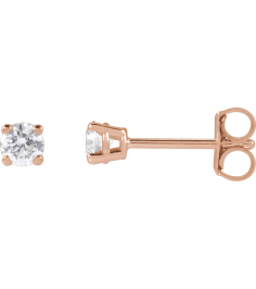1874 14K Rose Set Round Lab-Grown Diamond Pair 3.3Mm 14 Ctw Si1-Si2, G-H Friction Friction Backs Included 4-Prong Polished 14 Ctw Lab-Grown Diamond Stud Earrings
