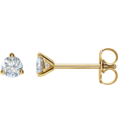 66233 14K Yellow Set Round Lab-Grown Diamond Pair 3.3Mm 14 Ctw Vs, F+ Friction Friction Backs Included 3-Prong Polished 14 Ctw Lab-Grown Diamond Stud Earrings