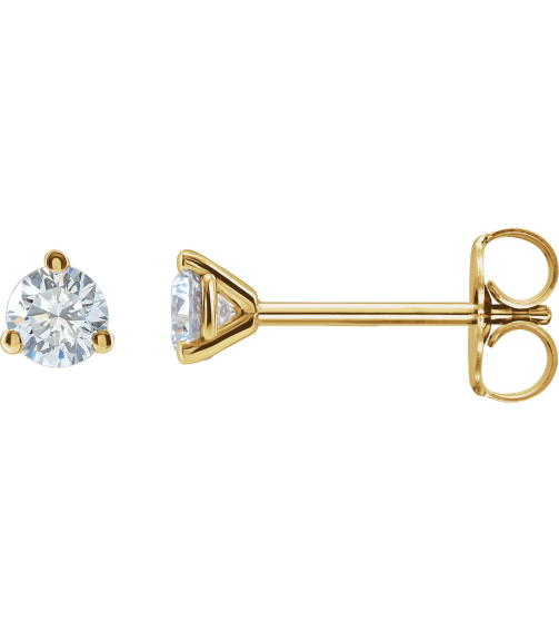 66233 14K Yellow Set Round Lab-Grown Diamond Pair 3.3Mm 14 Ctw Vs, F+ Friction Friction Backs Included 3-Prong Polished 14 Ctw Lab-Grown Diamond Stud Earrings