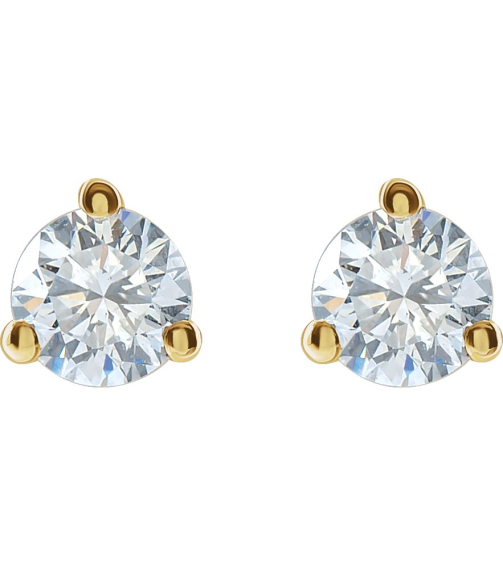 66233 14K Yellow Set Round Lab-Grown Diamond Pair 3.3Mm 14 Ctw Vs, F+ Friction Friction Backs Included 3-Prong Polished 14 Ctw Lab-Grown Diamond Stud Earrings