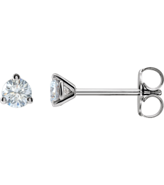 66233 14K White Set Round Lab-Grown Diamond Pair 3.3Mm 14 Ctw Vs, F+ Friction Friction Backs Included 3-Prong Polished 14 Ctw Lab-Grown Diamond Stud Earrings