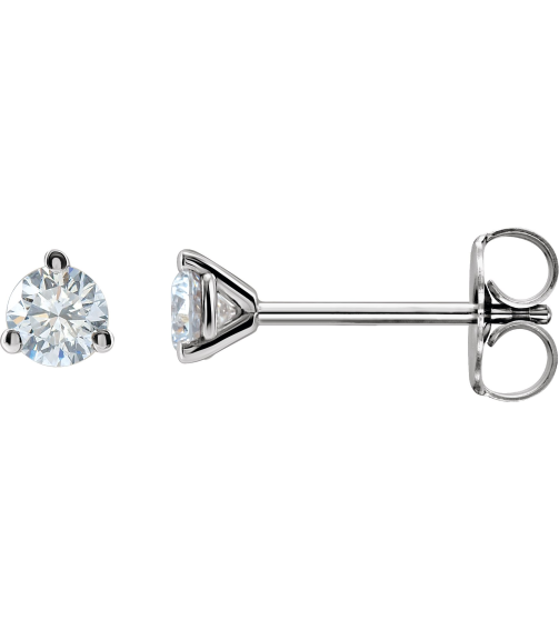 66233 14K White Set Round Lab-Grown Diamond Pair 3.3Mm 14 Ctw Vs, F+ Friction Friction Backs Included 3-Prong Polished 14 Ctw Lab-Grown Diamond Stud Earrings