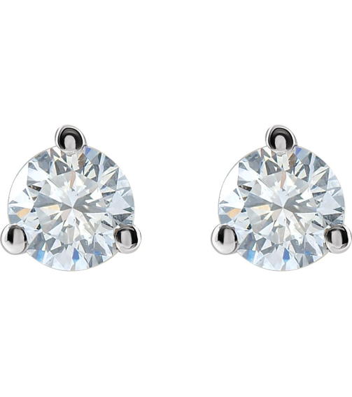 66233 14K White Set Round Lab-Grown Diamond Pair 3.3Mm 14 Ctw Vs, F+ Friction Friction Backs Included 3-Prong Polished 14 Ctw Lab-Grown Diamond Stud Earrings
