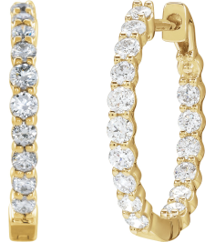 653631 Earring Set 14K Yellow 19.3 Mm 2.5 Mm Lab-Grown Diamond Round 2.8Mm 1 Ctw Si1-Si2, Gh Pair Hinged Polished 1 Ctw Lab-Grown Diamond Inside-Outside Hoop Earrings