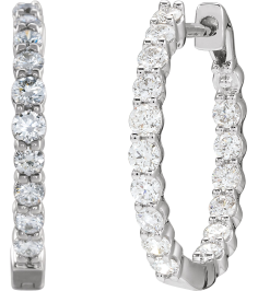 653631 Earring Set 14K White 19.3 Mm 2.5 Mm Lab-Grown Diamond Round 2.8Mm 1 Ctw Si1-Si2, Gh Pair Hinged Polished 1 Ctw Lab-Grown Diamond Inside-Outside Hoop Earrings