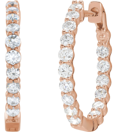 653631 Earring Set 14K Rose 19.3 Mm 2.2 Mm Lab-Grown Diamond Round 2.1Mm 1 Ctw Si1-Si2, Gh Pair Hinged Polished 1 Ctw Lab-Grown Diamond Inside-Outside Hoop Earrings