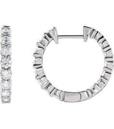 653631 Earring Set 14K White 20 Mm 2.98 Mm Lab-Grown Diamond Round 2.8Mm 2 Ctw Si1-Si2, Gh Pair Hinged Polished 2 Ctw Lab-Grown Diamond Inside-Outside Hoop Earrings