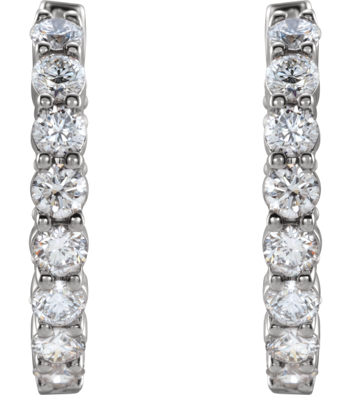 653631 Earring Set 14K White 20 Mm 2.98 Mm Lab-Grown Diamond Round 2.8Mm 2 Ctw Si1-Si2, Gh Pair Hinged Polished 2 Ctw Lab-Grown Diamond Inside-Outside Hoop Earrings