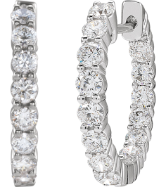 653631 Earring Set 14K White 20 Mm 2.98 Mm Lab-Grown Diamond Round 2.8Mm 2 Ctw Si1-Si2, Gh Pair Hinged Polished 2 Ctw Lab-Grown Diamond Inside-Outside Hoop Earrings
