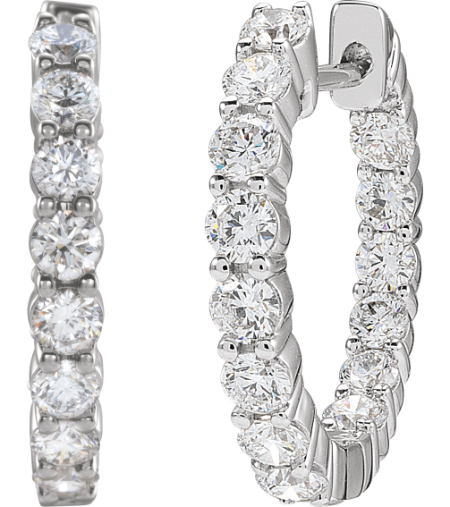 653631 Earring Set 14K White 20 Mm 2.98 Mm Lab-Grown Diamond Round 2.8Mm 2 Ctw Si1-Si2, Gh Pair Hinged Polished 2 Ctw Lab-Grown Diamond Inside-Outside Hoop Earrings