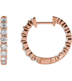 653631 Earring Set 14K Rose 20 Mm 2.98 Mm Lab-Grown Diamond Round 2.8Mm 2 Ctw Si1-Si2, Gh Pair Hinged Polished 2 Ctw Lab-Grown Diamond Inside-Outside Hoop Earrings