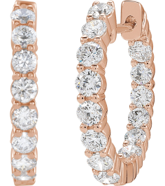653631 Earring Set 14K Rose 20 Mm 2.98 Mm Lab-Grown Diamond Round 2.8Mm 2 Ctw Si1-Si2, Gh Pair Hinged Polished 2 Ctw Lab-Grown Diamond Inside-Outside Hoop Earrings