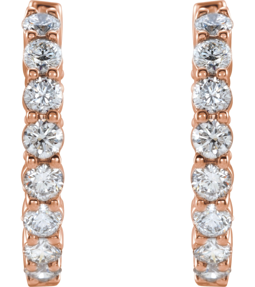 653631 Earring Set 14K Rose 20 Mm 2.98 Mm Lab-Grown Diamond Round 2.8Mm 2 Ctw Si1-Si2, Gh Pair Hinged Polished 2 Ctw Lab-Grown Diamond Inside-Outside Hoop Earrings