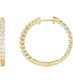 653631 Earring Set 14K Yellow 30 Mm 3.14 Mm Lab-Grown Diamond Round 2.5Mm 3 Ctw Si1-Si2, Gh Pair Hinged Polished 3 Ctw Lab-Grown Diamond Inside-Outside Hoop Earrings