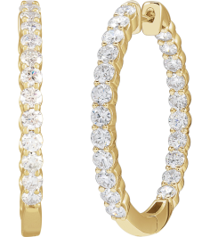 653631 Earring Set 14K Yellow 30 Mm 3.14 Mm Lab-Grown Diamond Round 2.5Mm 3 Ctw Si1-Si2, Gh Pair Hinged Polished 3 Ctw Lab-Grown Diamond Inside-Outside Hoop Earrings